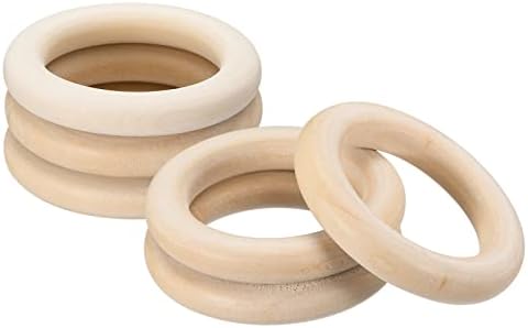 uxcell 6Pcs 90mm(3.5-inch) Natural Wood Rings, 15mm Thick Smooth Unfinished Wooden Circles for DIY Crafting, Knitting, Macrame, Pendant uxcell