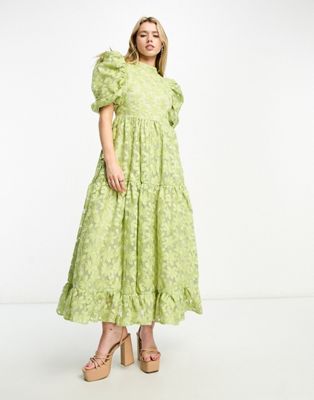 Зеленое платье макси с цветочной вышивкой Dream Sister Jane Sister jane