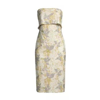 Платье-миди с вышивкой пайетками и цветочным принтом Donna Karan New York