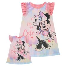 Toddler Girl Disney Minnie Mouse &#34;I'm So Cute&#34; Nightgown & Doll Gown Set Disney