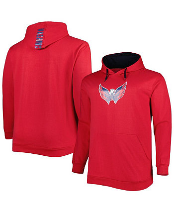 Мужской красный флисовый пуловер с капюшоном Washington Capitals Big and Tall Profile