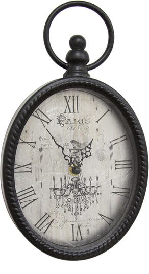 Черные антикварные черные овальные настенные часы Stratton Home Décor