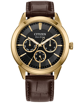 Мужские часы Eco-Drive Rolan с коричневым кожаным ремешком, 40 мм Citizen