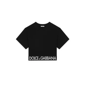 Маленькая девочка &amp;amp; Эластичная футболка с логотипом для девочек Dolce & Gabbana