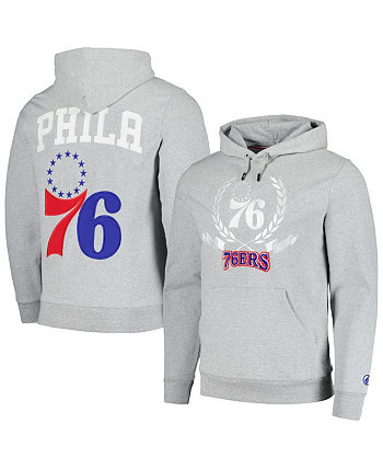 Мужской и женский пуловер с капюшоном Heather Grey Philadelphia 76ers Heritage Crest FISLL