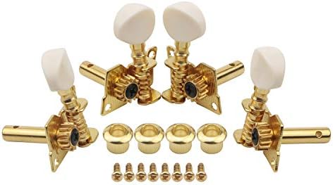 Swhmc Guitar 2R2L Gold Tuning Pegs Kegs Machine Head Tuners for 4 String Ukulele Bass Guitar with Creamy-White Button Swhmc