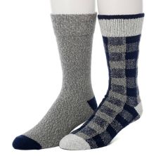 Men's Climatesmart® by Cuddl Duds 2-Pack Buffalo Check & Twist Crew Socks Climatesmart by Cuddl Duds