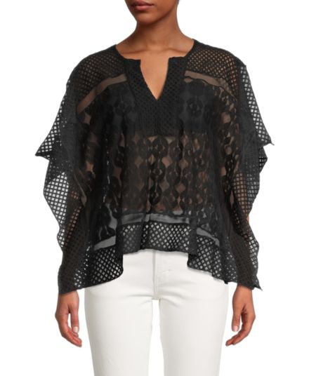 Lace Cropped Poncho Top Roffe Accessories