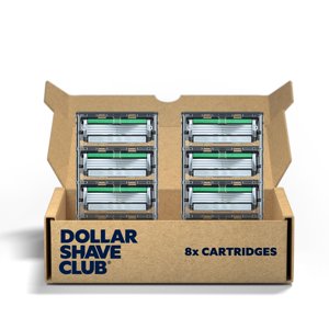 Dollar Shave Club | Acne Friendly 4 Blade Razor Refill Cartridges, 8 Count, Suitable for Breakout Prone Skin | Razors for Acne-prone Skin with Hyaluronic Acid-infused Lubricated Strip Dollar Shave Club