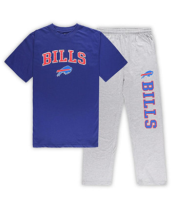 Мужской комплект для сна из футболки и брюк Buffalo Bills Big and Tall цвета Хизер Серый Хизер Concepts Sport