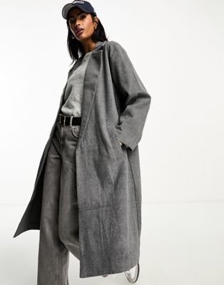 Бледно-серое пальто средней длины без подкладки ASOS DESIGN ASOS DESIGN