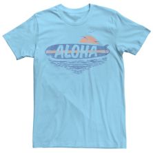 Men's Aloha Surfboard Sunset Sea Graphic Tee Generic