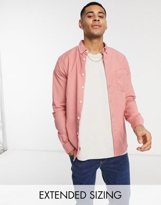 Мужская Хлопковая Рубашка ASOS DESIGN Slim Fit в Розовом Цвете ASOS DESIGN