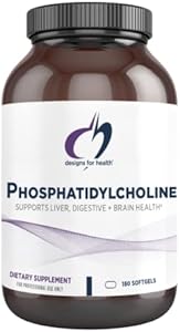 Designs for Health Phosphatidylcholine Softgels (Мягкие капсулы) - Phosphatidyl Choline Supplement from Soy Lecithin to Support Liver + Brain Health (180 Softgels) Designs for Health