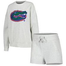 Women's Gameday Couture Ash Florida Gators Team Effort Pullover Sweatshirt & Shorts Sleep Set Gameday Couture