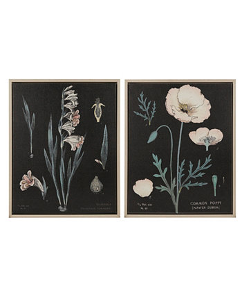 Набор из 2 предметов льняного холста Eventide Flourish Botanical Contrast в рамке Martha Stewart