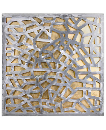 3D абстрактное металлическое настенное панно Enigma из полированного стального листа, 32 x 32 дюйма Empire Art Direct