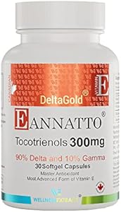 Eannatto Tocotrienols Deltagold Vitamin E Supplements Softgels (Мягкие капсулы), Tocopherol Free, Supports Immune Health, Non-GMO, Gluten Free & Antioxidant (125 MG 30 Softgels). WELLNESS EXTRACT