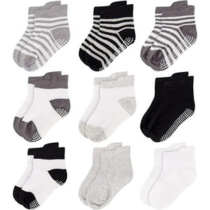 Rising Star Unisex Non Slip Low-Cut Grip Socks for Infants and Toddlers (9 Pack) Rising Star