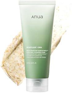 ANUA Heartleaf Quercetinol Pore Deep Cleansing Foam, Facial Cleanser, for Double Cleansing, BHA, Hyaluronic Acid, Glycerin, Face Wash, Blackhead Remover, Korean Skincare (150ml/5.07 fl.oz.) Anua