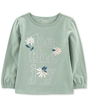 Хлопковая футболка с рисунком Be The Joy для маленьких девочек Carter's