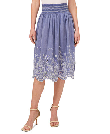 Женская хлопковая юбка-миди с цветочной вышивкой CeCe