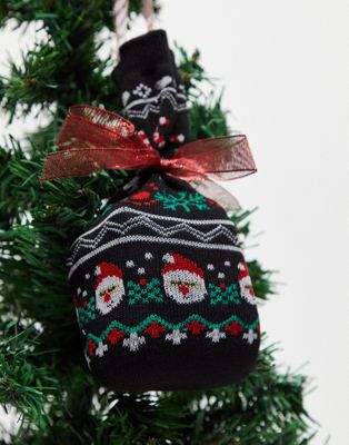 Комплект из двух рождественских носков с Санта-Клаусом Loungeable и подарочного пакета в тон темно-синего цвета Loungeable