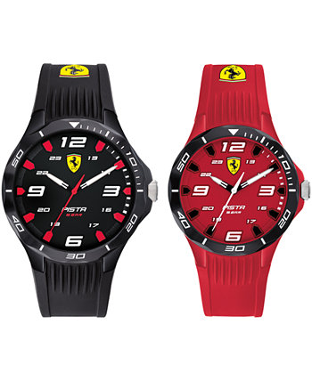 Мужские часы Pista с черным и красным силиконовым ремешком 38 мм и 44 мм, подарочный набор Ferrari