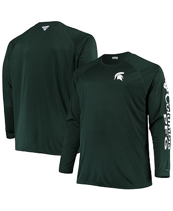 Мужская зеленая футболка Michigan State Spartans Big and Tall Terminal Tackle Omni-Shade с длинным рукавом реглан Columbia