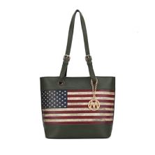 Mkf Collection Vera Vegan Leather Patriotic Flag Pattern Women’s Tote Bag By Mia K MKF Collection