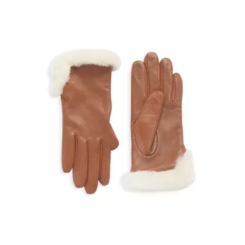 Кожаные перчатки с опушкой из овчины UGG