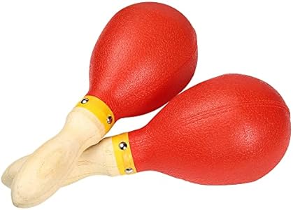 Maracas, Professional Wooden Rumba Shakers Latin Musical Instrument, Hand Percussion Rattles with Clear Salsa Rhythm for Adults Kids Party Game Playing, Set of 2 Domg