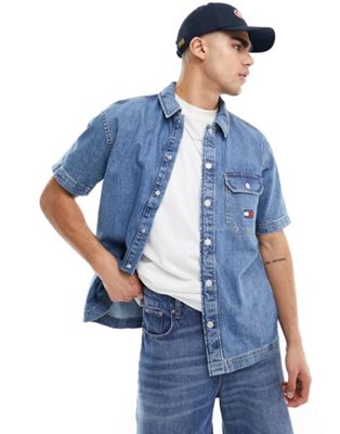 Tommy Jeans denim short sleeve overshirt in indigo - part of a set Tommy Jeans