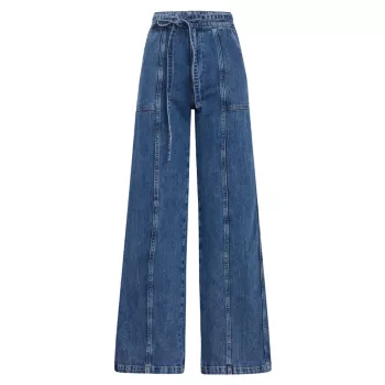 Широкие джинсовые брюки с завязками на талии Hudson Jeans
