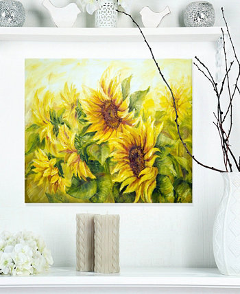 Металлическое изделие с цветочным рисунком «Яркие желтые солнечные подсолнухи» от Designart - 20 "X 12" Design Art