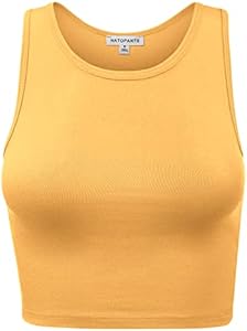 Женская Майка HATOPANTS Sleeveless Camisole Crop Tank Tops Racerback High Halter Neck HATOPANTS