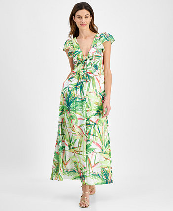 Women's Printed Flutter-Sleeve Maxi Dress Taylor