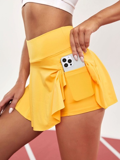 Спортивная юбка-шорты мягкий карманом для телефона SHEIN