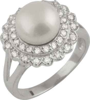Кольцо из серебра 10-11 мм с родиевым покрытием из культивированного пресноводного жемчуга Splendid Pearls
