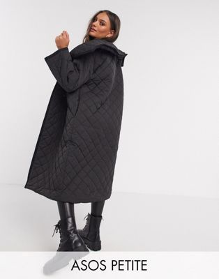 Длинное стеганое длинное пальто с ромбами ASOS DESIGN Petite ASOS Petite