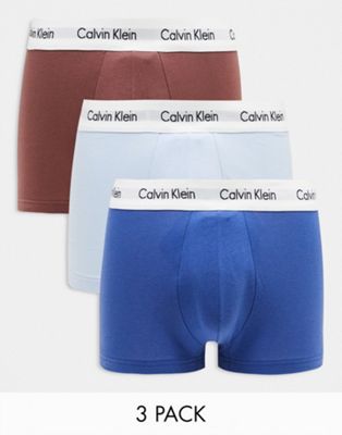 Calvin Klein 3-pack briefs in blue, light blue and rust Calvin Klein