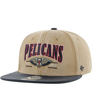 Мужская кепка цвета хаки, темно-синяя с потертостями New Orleans Pelicans Chilmark Captain Snapback '47 Brand