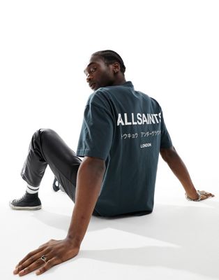 Бирюзовая футболка оверсайз AllSaints Underground AllSaints