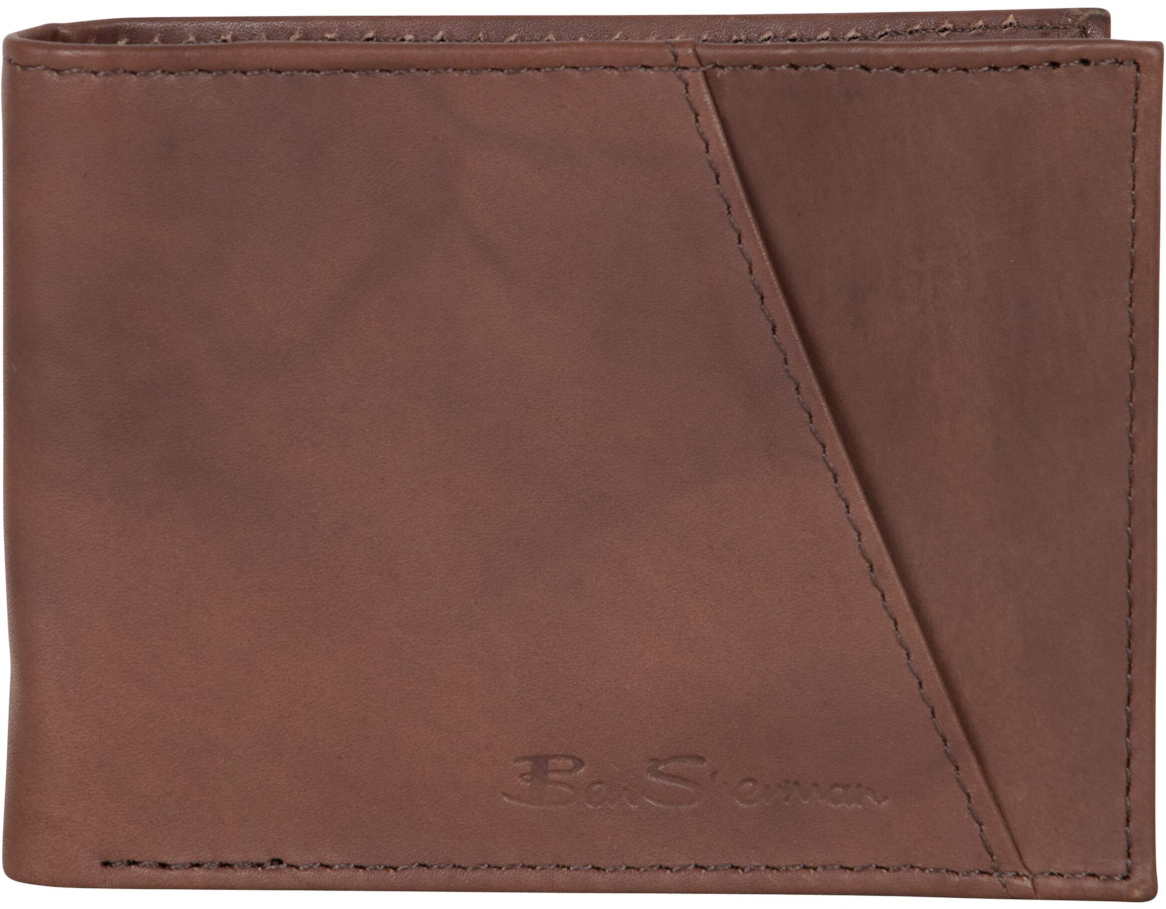 Цельнозернистый мраморный хрустальный кожаный бумажник с защитой от краж и двойным складыванием с 5 карманами и внешним слотом для карт Ben Sherman
