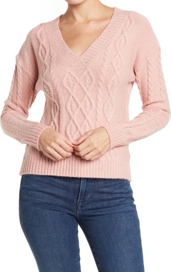 Вязаный свитер из моховой пряжи с V-образным вырезом Olivia Sky