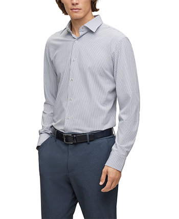 Мужская полосатая рубашка обычного кроя из материала BOSS