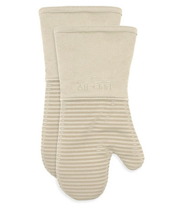 Ребристые рукавицы из силиконового хлопка и саржи, набор из 2 шт. ALL-CLAD