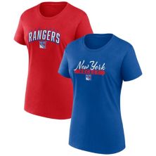 Women's Fanatics Branded Blue/Red New York Rangers Two-Pack Fan T-shirt Set Fanatics