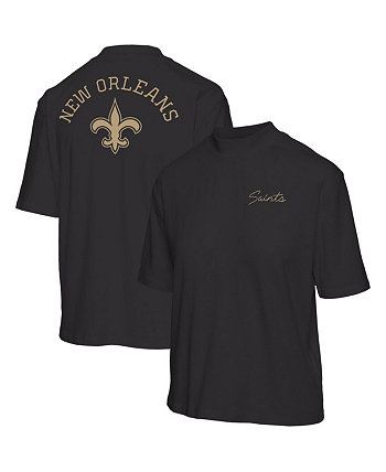 Женская черная футболка New Orleans Saints с короткими рукавами и воротником-стойкой Junk Food