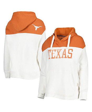 Женский худи белого, техасского оранжевого цвета Texas Longhorns Chicago 2-Hit Yoke Pullover Hoodie Pressbox